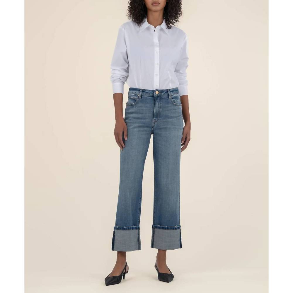 NEW KUT FROM THE KLOTH sienna high rise wide leg in medium base wash